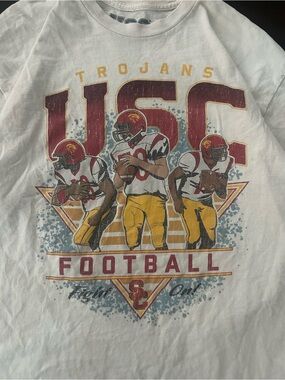 USC Trojans Football T-Shirt White Graphic Tee Fight On Gameday Merch NCAA XL